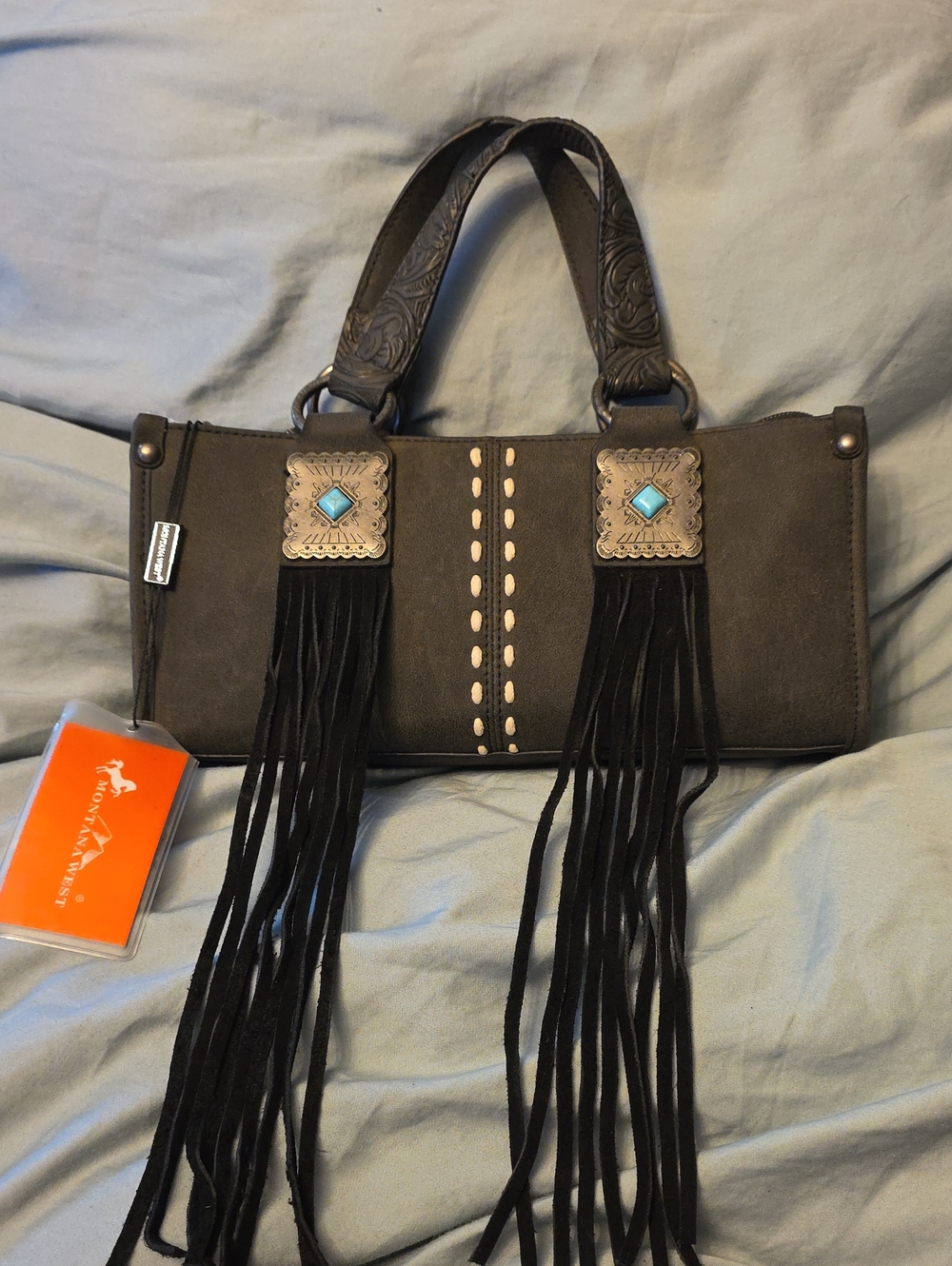 Montana West Western Fringe Concho Mini Crossbody Bag Black NWT